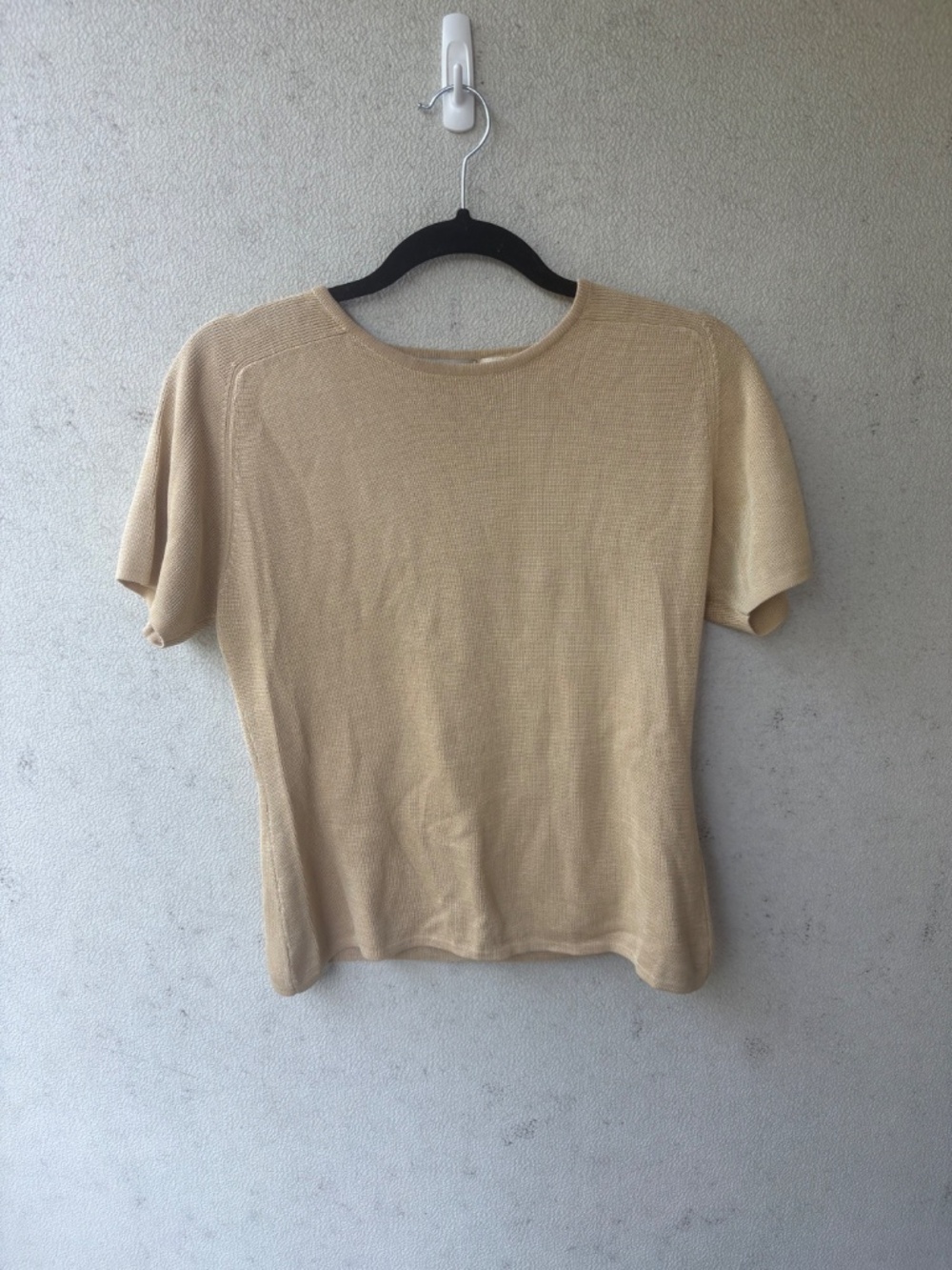 Barry Bricken 100% Silk Knit Top S Beige Vintage Minimalist
